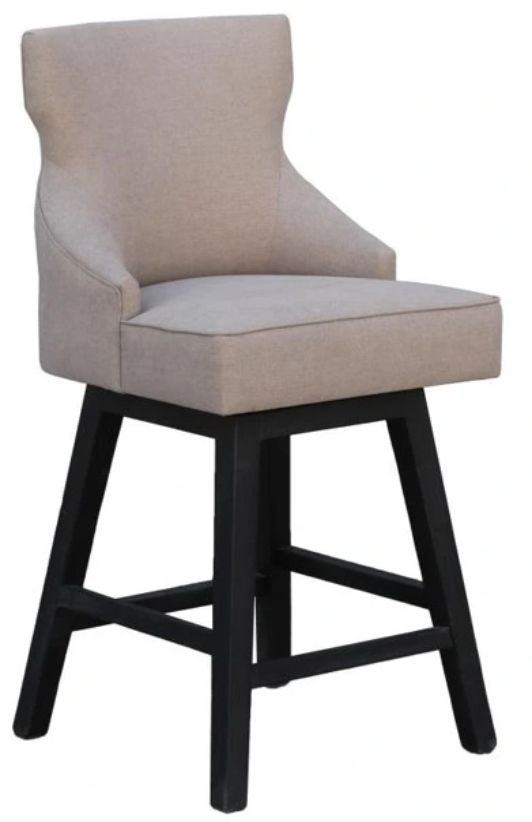 Nest Home Collections Lacey Barbury Linen/Black Swivel Counter Stool-0