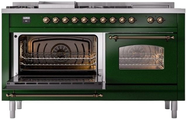 Ilve® Nostalgie II Series 60" Emerald Green Pro Style Dual Fuel Range-3
