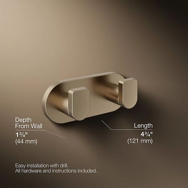 KOHLER® Composed® Vibrant Brushed Bronze Double Robe Hook-4