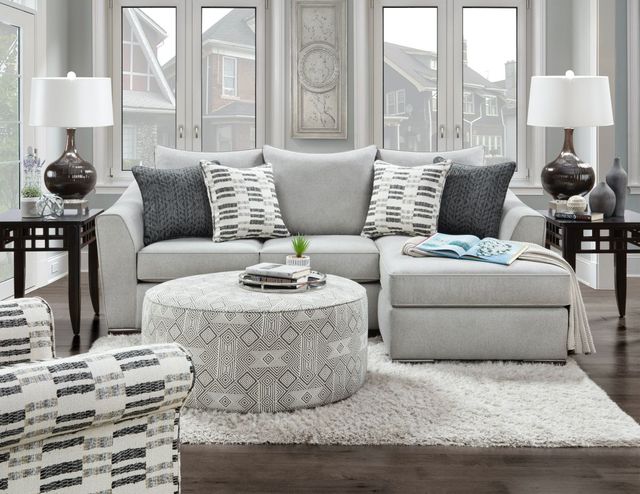 Fusion Furniture Popstitch Pebble Gray Chaise Sofa-3