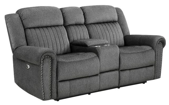 Homelegance® Brennen Charcoal Power Double Reclining Loveseat-0