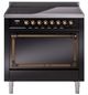 Ilve® Nostalgie II Noblesse 36'' Glossy Black Pro Style Induction Range with Burnished Trim-0