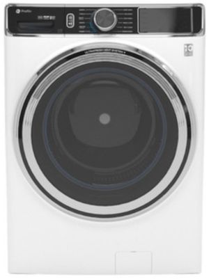 GE Profile™ 5.3 Cu. Ft. White Front Load Washer Front view of the GE Profile™ 5.3 Cu. Ft. White Front Load Washer