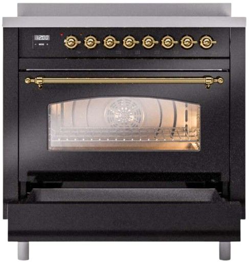 Ilve® Nostalgie II Series 36" Glossy Black Pro Style Induction Range-2
