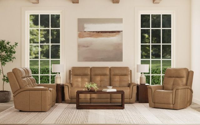 Flexsteel® Ranger Oakridge Brown Leather Power Reclining Loveseat with Console-2