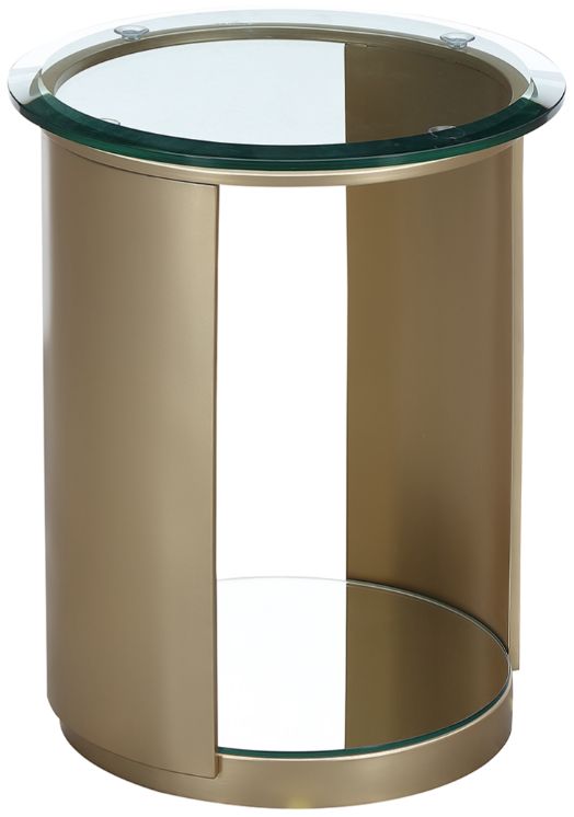 Michael Amini® Houston Glass Top Chairside Table with Brushed Gold Base-0