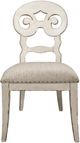 Riverside Furniture Mix-N-Match Chairs 2-Piece Beige/Chipped White Scroll Back Upholstered Dining Side Chair Set-1