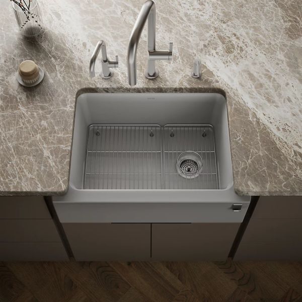 KOHLER® Cairn® Matte Gray 30" Undermount Single-Bowl Farmhouse Kitchen Sink-1