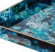 A & B Home 2-Piece Black/Blue Abstract Rectangular Tray Set-4