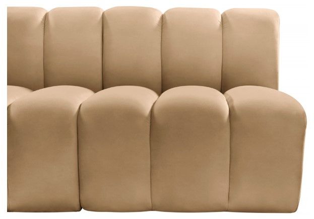 Meridian Furniture Arc 4-Piece Camel Velvet Sectional-3