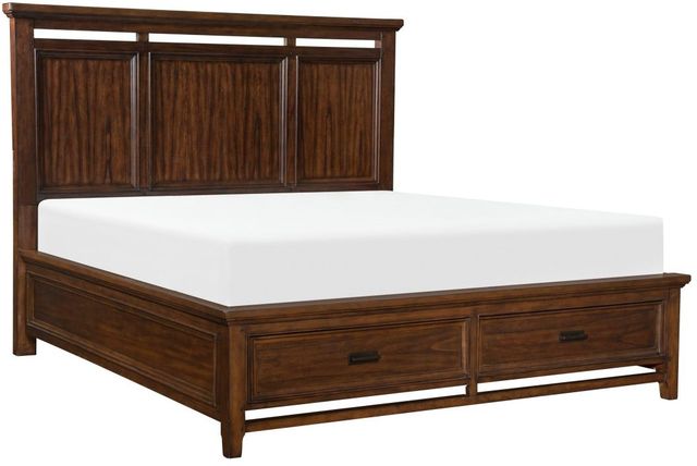 Homelegance® Frazier Park Brown Cherry Queen Platform Bed with Footboard Storage-2