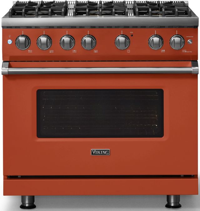 Viking® 5 Series 36" Spiced Cider Pro Style Gas (LP) Range with Polished Chrome Trim-3