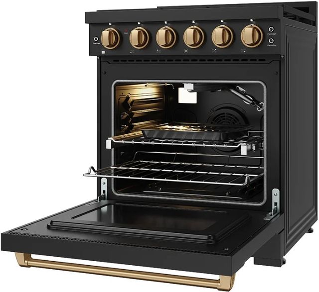 Thor Kitchen Gordon Ramsay Collection 30" Black Pro Style Gas Range with Precision Knob Control and Bronze Trim-4