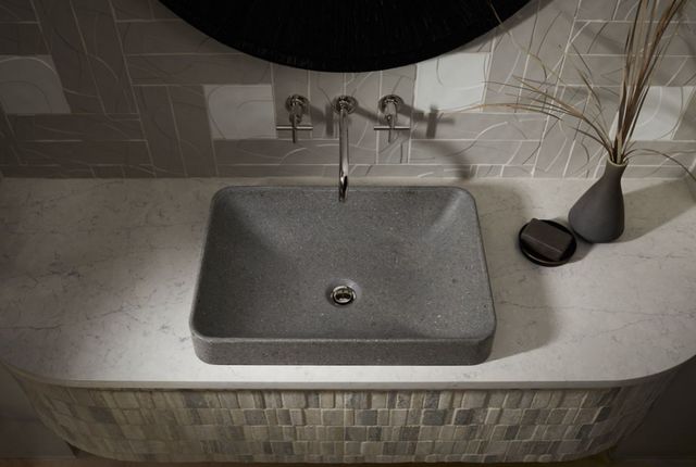 Kohler WasteLAB™ Vox® Ashen 23" Rectangular Vessel Bathroom Sink, No Overflow-1