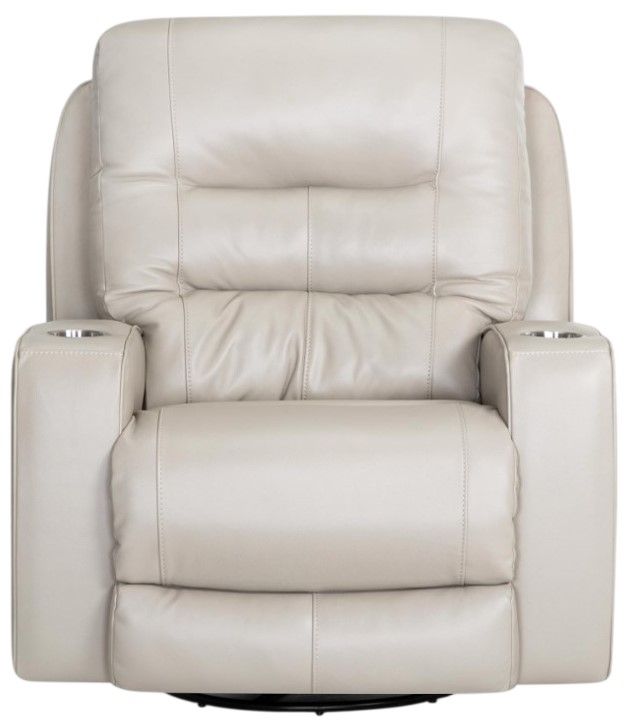 Franklin™ Aspen Holt Stone Leather Dual Power Swivel Rocker Recliner with Power Headrest-1