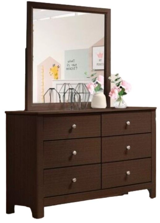Elements International Sami Espresso Youth Dresser with Mirror