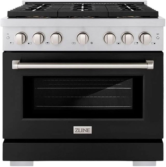 ZLINE Paramount Series 36" Stainless Steel Pro Style Dual Fuel Range with Black Matte Door-0