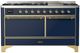 Ilve® Majestic III 60" Midnight Blue Pro Style Dual Fuel Natural Gas Range with Solid Door and Brass Trim-0
