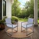 Armen Living Bistro 2-Piece Gray/White Aluminum/Textilene Outdoor Dining Arm Chair Set-1