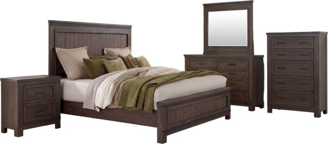 Liberty Furniture Thornwood Hills 5-Piece Rock Beaten Brown California King Panel Bed Set-0