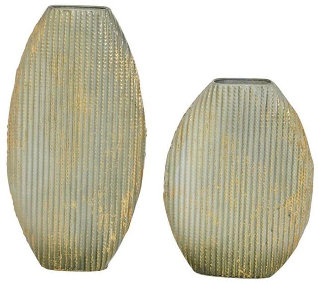 Deco Marche 2-Piece Gold Metal Decorative Vase with Gold Accents Set-1