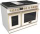 Fulgor Milano® Evoque 400 Series 48” Matte White Pro Style Dual Fuel Range with Brushed Brass Trim-0