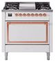 Ilve® Nostalgie II Noblesse 36'' White Pro Style Dual Fuel Range with Copper Trim-0