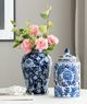 A & B Home Aline Blue/White Ginger Jar-5