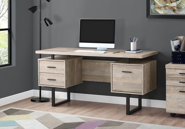 Monarch Specialties Inc. Taupe Reclaimed Wood 60" Computer Desk-0