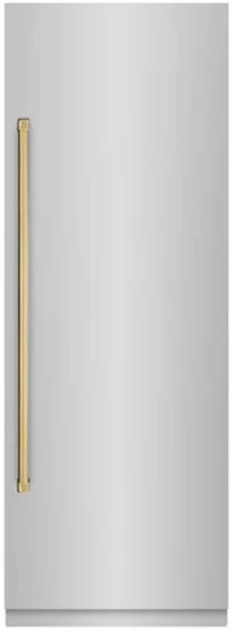 ZLINE Autograph Edition 30" 16.7 Cu. Ft. Stainless Steel Column Refrigerator with Polished Gold Accents-0