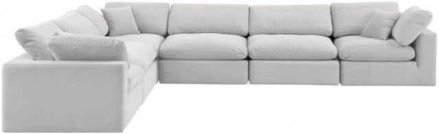 Meridian Furniture Comfy 6-Piece Cream L-Shape Sectional-1