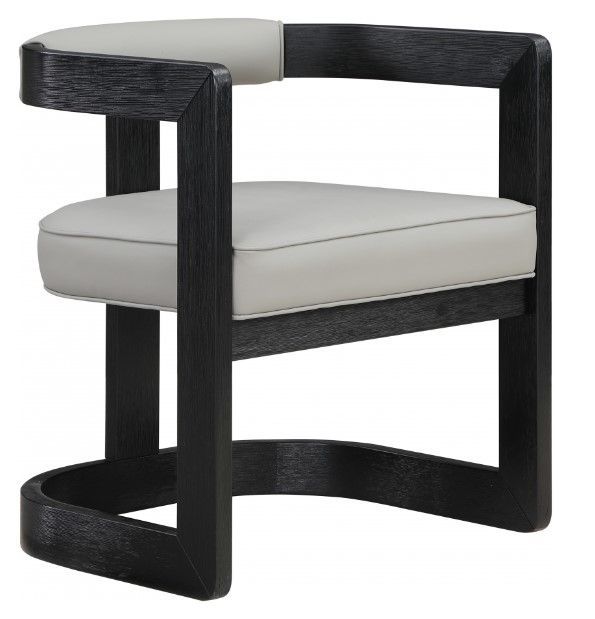 Meridian Furniture Manchester Grey/Black Vegan Leather Dining Arm Chair-0