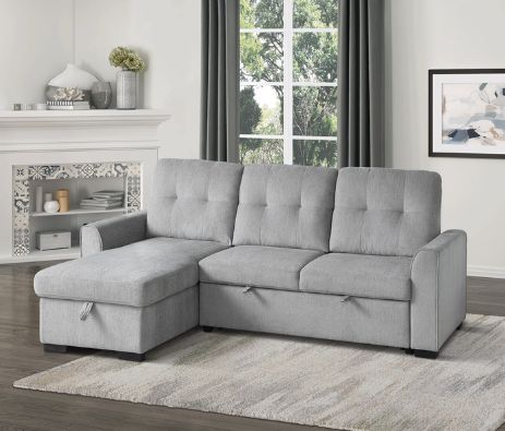 Homelegance® Carolina 2-Piece Gray L-Shape Sectional with Pull-out Bed and Hidden Storage-1