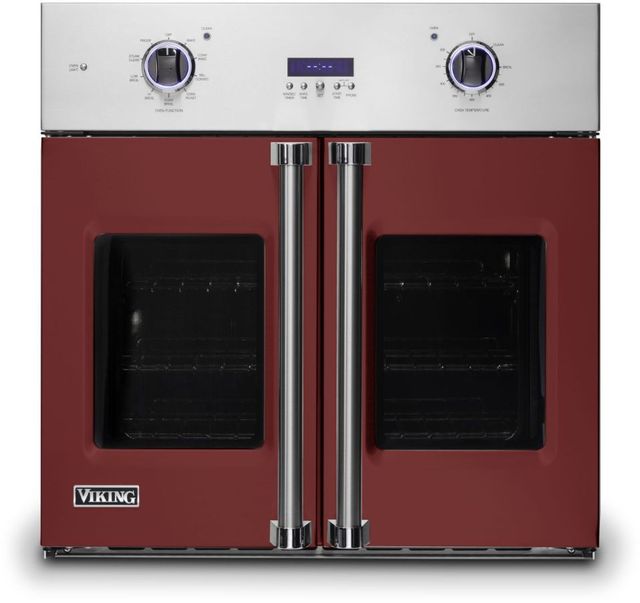 Viking® Professional 7 Series 30" Reduction Red Built In Single Electric French Door Wall Oven-0