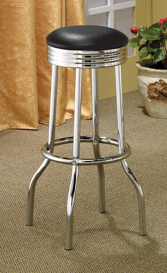 Coaster® Theodore 2-Piece Black/Chrome Soda Fountain Bar Stools-2