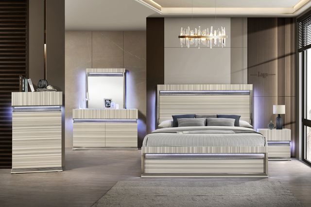 Esenciales dormitorio moderno Dormitorio con burós flotantes e iluminación integrada