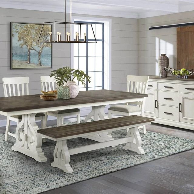 Intercon Drake French Oak/Rustic White Dining Bench-1