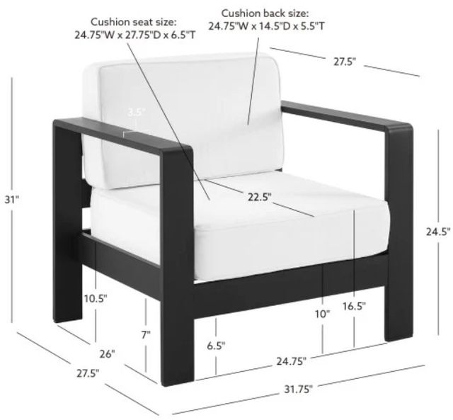 Linon Key Largo 2-Piece Black/White Aluminum/Fabric Upholstered Outdoor Conversation Set-2