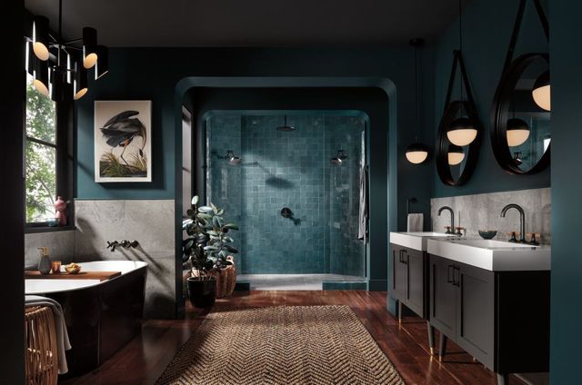 Brizo Beauclere® Matte Black 10" Ceiling Mount Shower Arm and Round Flange-2