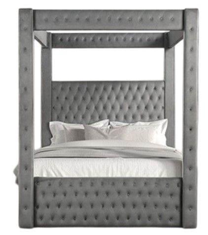 Furniture of America® Etherea Gray Queen Poster Bed-1