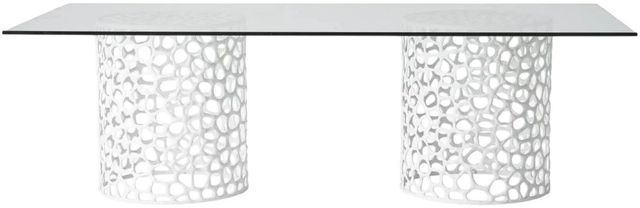 Universal Explore Home™ Oasis Coastal Living Home Glass Top Rectangular Dining Table with White Base-3