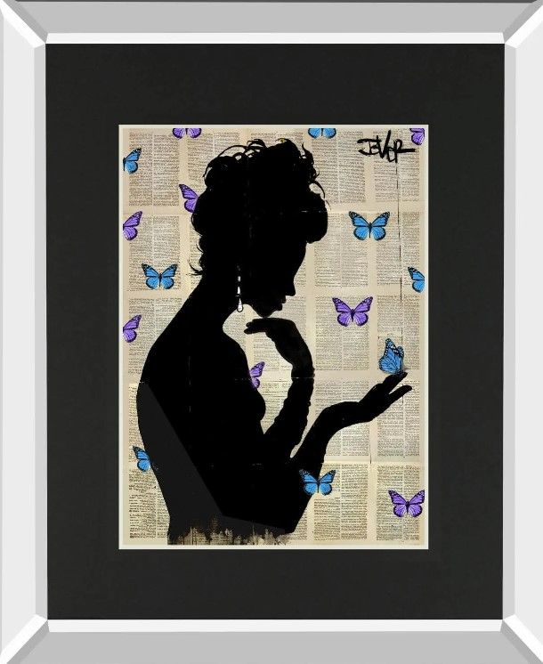 Classy Art Blue Butterflight By Loui Jover Mirror Framed Wall Art-1