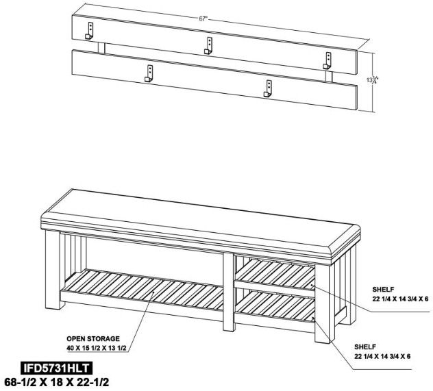 International Furniture Direct Dutton Brown Hall Tree-2