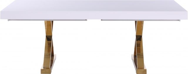 Meridian Furniture Excel White Extendable Dining Table with Gold Stainless Base-2