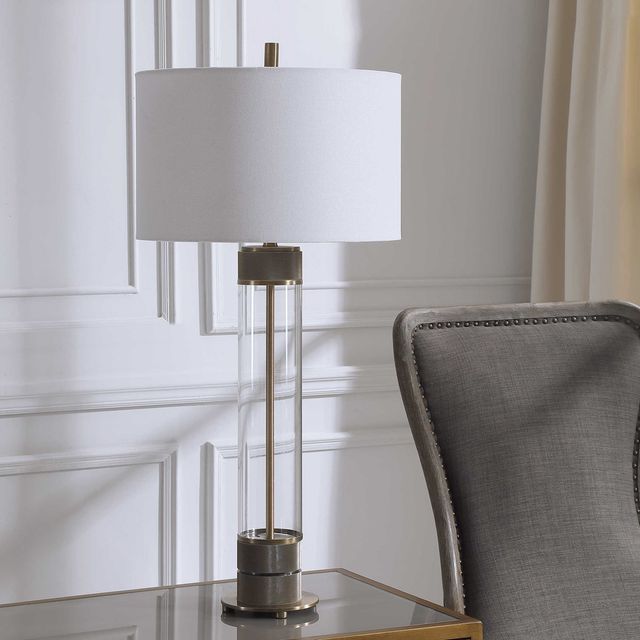 Uttermost® Anmer Antiqued Brass/Clear Table Lamp-1