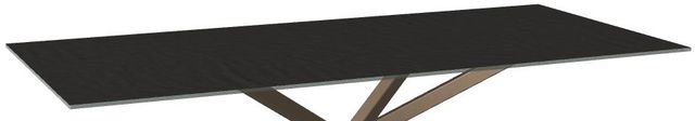 Amisco Customizable Asterisk Starstone on Glass Tabletop 83.5" Rectangular Table with Starburst Stand-1