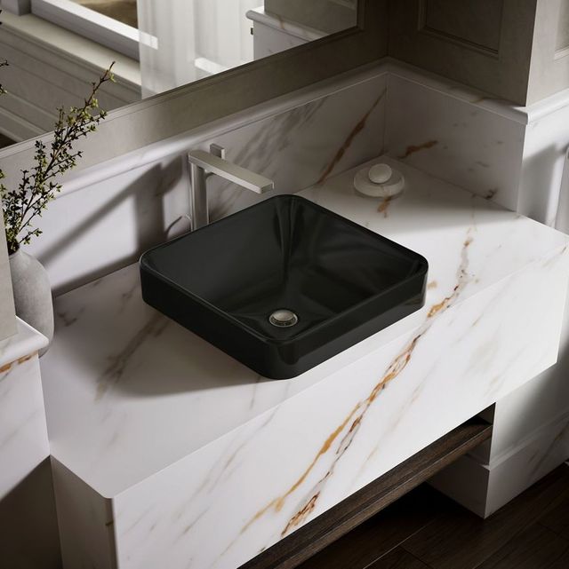 Kohler Vox® Black 16.25" Square Vessel Bathroom Sink-2