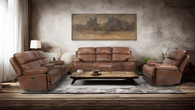 ITEM #: 77078  Cowboy Saddle Leather Power Loveseat with Headrest-1