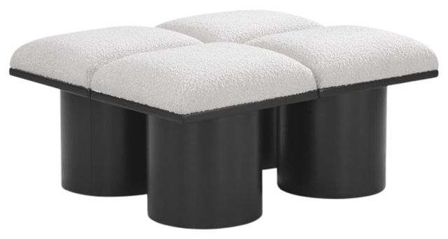 Meridian Furniture Pavilion 4-Piece Cream/Black 31" Modular Bench Set-0