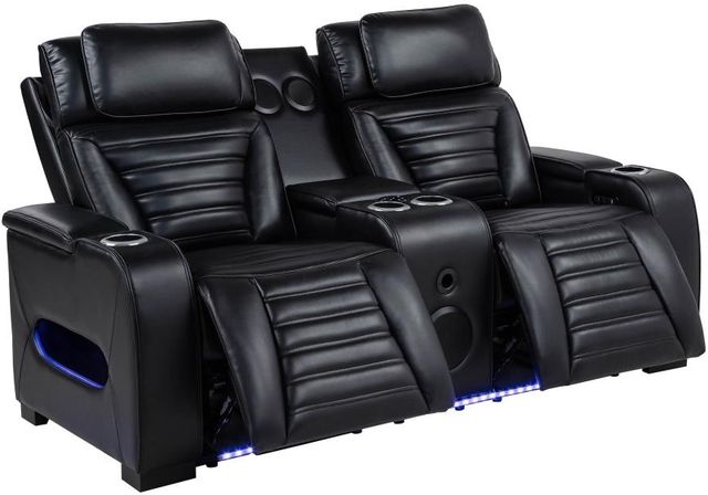 Coaster® Zuma Black Power Reclining Loveseat with Power Headrest-2